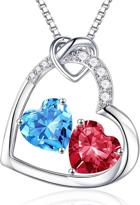 Iefil Christmas Gifts for Women Wife - 925 Sterling Silver Birthstone Necklace, Anniversary Birthday Gifts for Women, Birthstone Jewelry Gift for Wife Girlfriend Mom