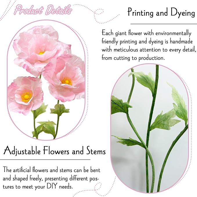 Giant Artificial Flowers for Decoration, Huge Birthday Party Mother's Day Valentine Backdrop with Standing Base Store Window Display Wedding Reception Banquet Ceremony Floral Decor, Light Pink