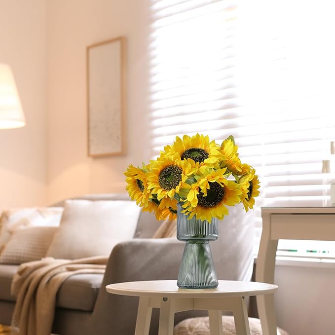 Sunflowers Artificial Flowers,7 Pcs Fake Sunflowers with Stems,Artificial Sunflower Bouquet for Sunflower Decor,Kitchen Decor,Silk Flowers for Home Decor Indoor,Flower Centerpieces for Tables