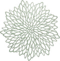 Snowkingdom Sage Green Placemats Set of 8, Round Pressed Vinyl Leaf Washable Place Mats 15 Inch Dinning Floral Table Mats for Wedding Birthday Baby Shower Easter Christmas Holiday Party Decorations