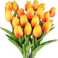 Tulips Artificial Flowers 20 Pcs Orange Fake Tulip Stems Real Touch PU Tulips for Easter Spring Wedding Bouquet Home Centerpiece Floral Arrangement Table Décor