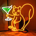 Squirrel Drinking Martini Neon Sign for Wall Decor Cocktail Martini Neon Light Squirrel LED Light Animal Neon Lights for Room Wall Decor Bar Club Neon Light Game Room