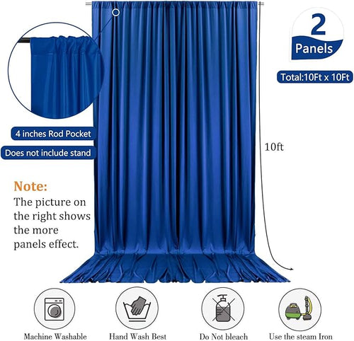 10 x 10 Feet Royal Blue Backdrop Curtain for Partie, Background Curtains for Photoshoot, Birthday, Wedding, Halloween, Thanksgiving, Christmas, New Year Party Decorations 5Ft x 10Ft, 2 Panels