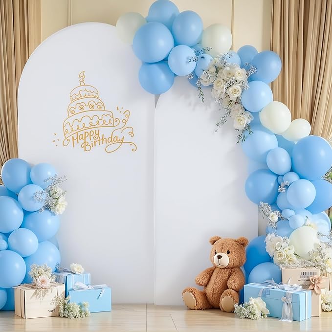 Blue White Arch Backdrop Cover Set of 2 Spandex Arch Covers 7.2 and 6ft Arch Covers Stretchy Backdrop Wedding Arch Stand Cover Bridal Baby Shower Birthday Party Arch Photo Backdrop