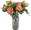 IPOPU Orange Flowers Artificial Peonies 5PCS 10heads Vintage Fake Peonies 20.47" Orange Fake Flowers for Wedding Bouquets Centerpieces Bridal Shower Party Home Flower Arrangement Decorations