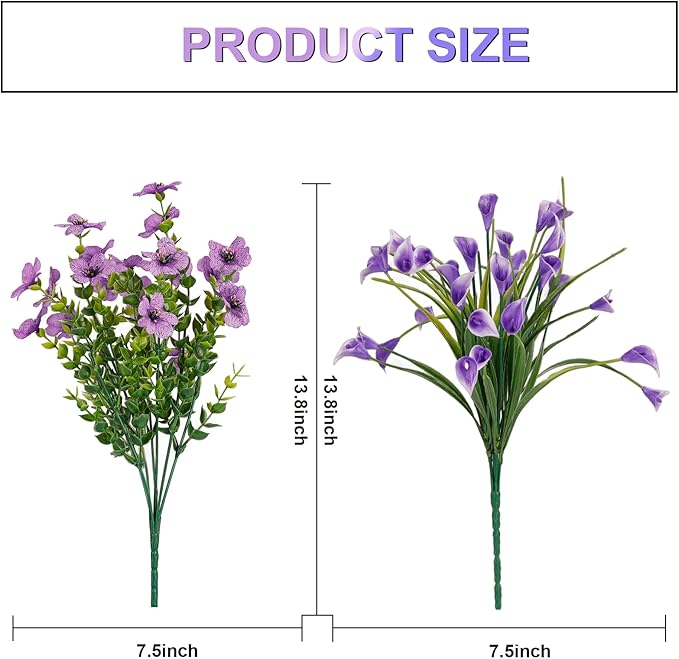 12 Bundles Artificial Flowers for Outdoor,UV Resistan Calla Lily&Daisy Fake Flowers,Realistic Plastic Faux Plants for Spring Decor,Porch,Patio,Garden,Window Box (Mixed)