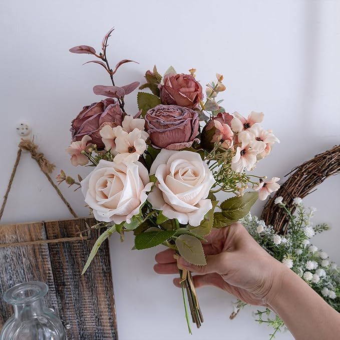 Small Artificial Fake Faux Flowers Silk Flower for Autumn Table Arrangements Fall Bouquets