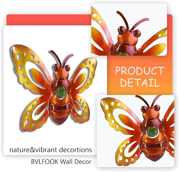 Garden Decor Clearance Metal Bee Wall Art Sculpture, Large Bee Wall Decor Christmas Garden Decoration Hanging for Yard Lawn Patio Living Room Bedroom, 3 Pack, Gift for Family