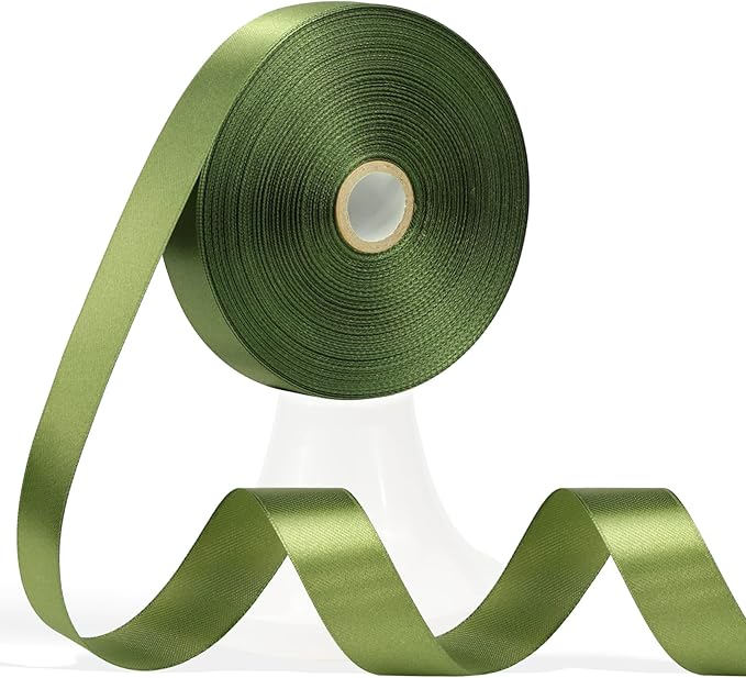 60 Yards Olive Green Satin Ribbon 3/4 Inch, Solid Polyester Fabric Ribbon for Gift Wrapping, Crafts, Flower Bouquet, Wedding, Baby Shower, Festival, Christmas, Halloween
