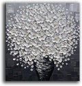 YaSheng Art- 3D Thick Texture Black and White Canvas Wall Art Hand-Painted Minimalism Abstract Artwork Oil Painting Home Decorations Modern bedroom Wall Art Ready to Hang 24x24inch