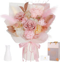Preserved Bouquet of Flowers - Real Roses & Flowers for Delivery, Long-Lasting Dusty Pink Forever Camellia Flowers, Eternal Roses Bouquet for Mothers, Mom, Wife Anniversary Birthday Gifts for Women