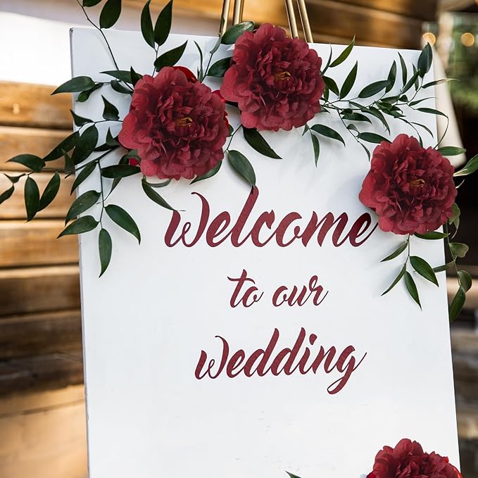 20pcs 5" Artificial Flower Peonies, Silk Peonies with 6" Stems, Flowers Suitable for Wedding Bouquets, Home Party Decoration (Wine Red)