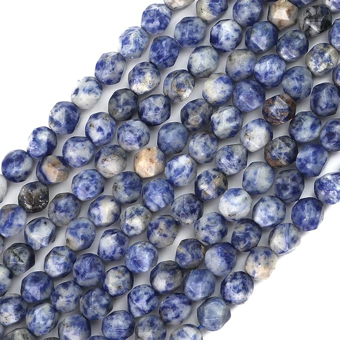 Faceted Natural Blue Sodalite Stone Round Beads 6mm 36cm/Strand for Jewelry Making
