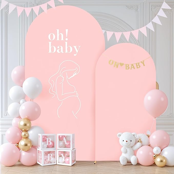 Dusty Rose Arch Backdrop Covers - 7.2FT, 6FT Spandex Fitted Wedding Arch Stand Covers Round Top Chiara Stretchy Arch Backdrop Cover for Wedding Birthday Party Decoration