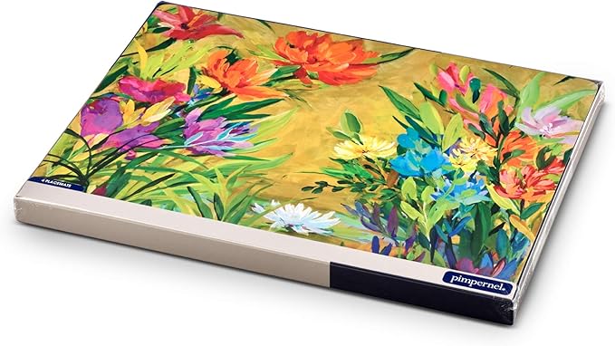 Pimpernel Floral Collection Dining Set – (15.7" x 11.7") Placemats & Coasters Featuring Colorful Botanical Art Prints, Heat & Stain Resistant Cork-Backed Boards with Lacquer Surface Protection
