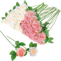 36 Pcs Pink Champagne Rose Artificial Flowers Bulk with Long Stem,Realistic Silk Fake Roses Plastic Roses Bouquet Artificial Flowers for Bridal Wedding Arrangement Table Centerpieces Decor