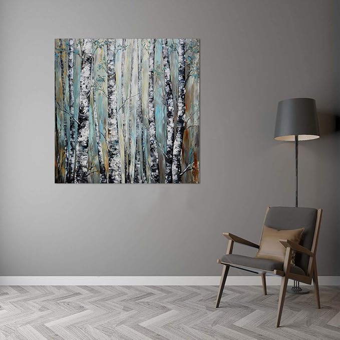 Yihui Arts Fashion Canvas Wall Art Modern Birch Tree Artwork Painting Abstract Forest Pictures for Living Room Bedroom Home Decor