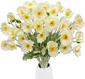 12PCS Poppy Flowers Artificial 23" Real Touch Stems Faux Poppies Silk Flowers for Home Decor Indoor (White)