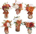 Marriwise Set of 6 Assorted Wedding Flower Centerpieces Pre-Made Mini Bridesmaid Bouquets Artificial Flower Terracotta Table Decor for Fall Wedding Decorations Shower Home Decor