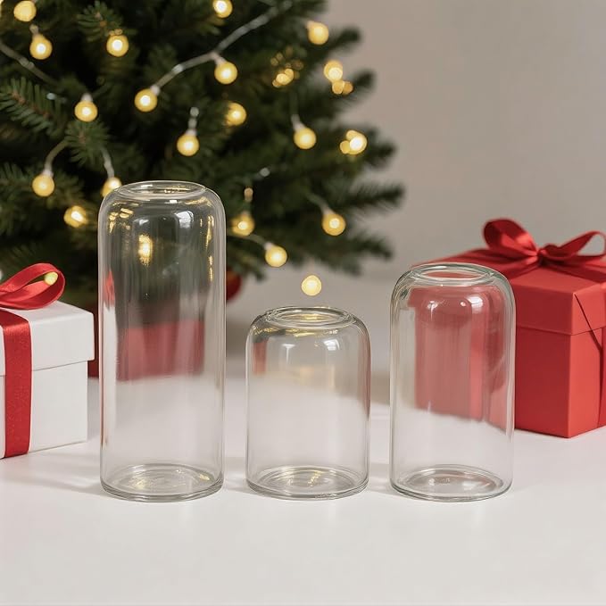 Glass Bud Vases Set of 48 Clear Flower Vase for Centerpieces Shelf, 3.9'' 4.9'' 6.7'' Modern Small Vases for Living Room Bedroom Office Home, Decor for Wedding House Warming Party