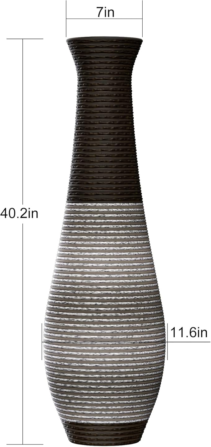 Large Hand-Woven Bamboo Floor Vase, Tall Home Decor Floor Vase for Fake Flower Dried, Flower Holder for Living Room, Bedroom, Dining Room, Entryway, Hallway