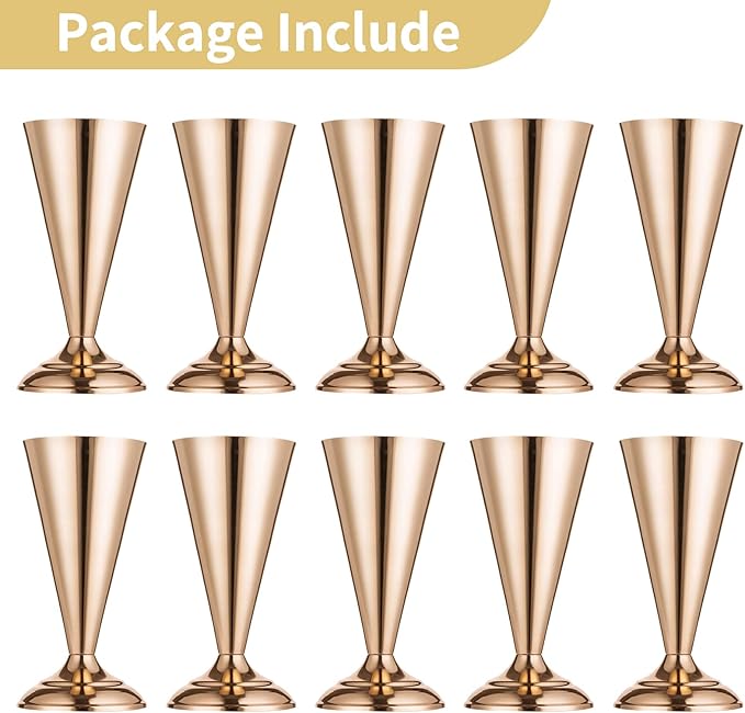 10 Pcs Tabletop Metal Wedding Flower Trumpet Vase, 9.8 inch Table Decorative Centerpiece Artificial Flower Arrangements for Anniversary Ceremony Party Birthday Event Aisle Home Decoration, Gold