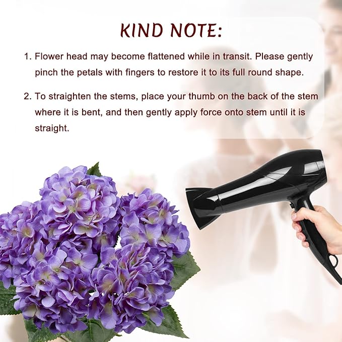 Hollyone Purple Hydrangea Artificial Flowers Large Artificial Hydrangeas Silk Flowers for Home Decor Indoor Wedding Flowers Bouquets Faux Flowers Kitchen Centerpiece Table Decorations