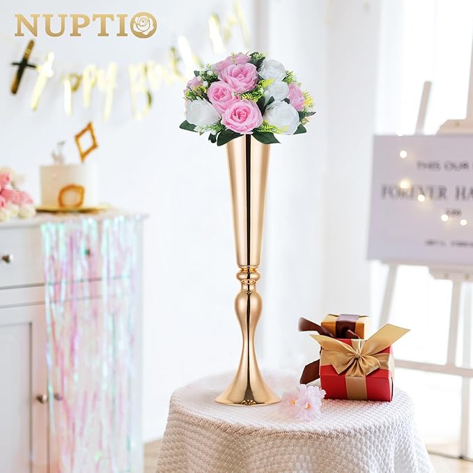 NUPTIO Flower Centerpieces for Wedding Tables: Pink & White Artificial Flower Ball Arrangement for Weddings Party - 2 Pcs Fake Floral Rose for Birthday Bridal Shower Decorations