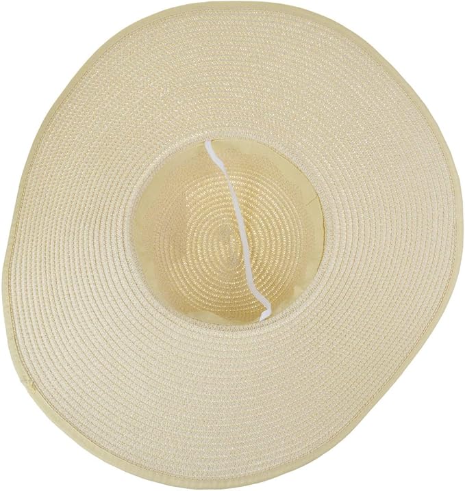 DRESHOW Beach Hats for Women Big Straw Wide Brim Summer Hat Floppy Foldable Roll up Cap Sun Hat UPF 50+