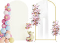 Putros 7.2ft Metal Arch Stand with Cover Ivory Spandex Fitted Wedding Arch Cover and Round Top Chiara Backdrop Stand Set for Birthday Party Baby Shower Decoration