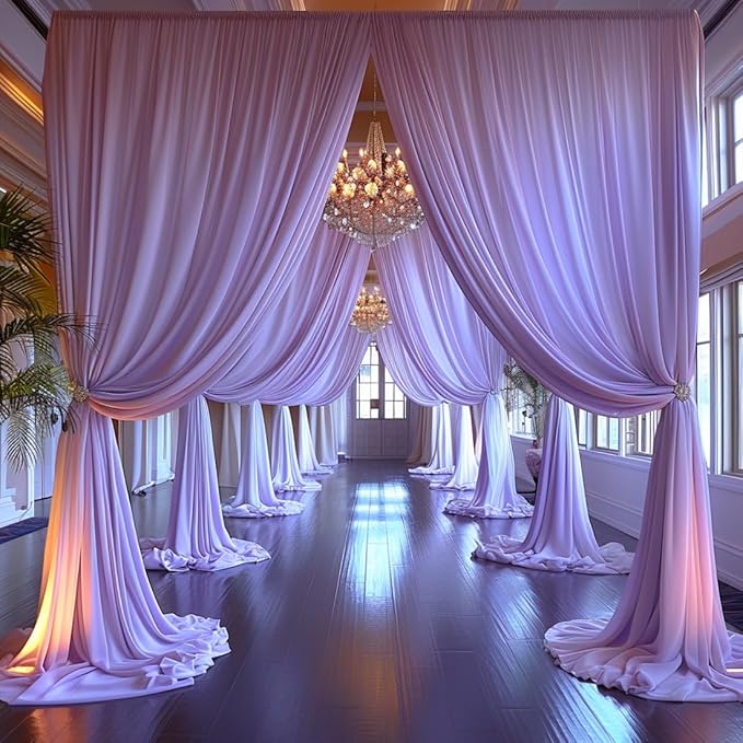 10x7ft Wrinkle Free Lavender Backdrop Curtain for Parties Soft Fabric Drapes Wedding Curtain Backdrop for Birthday Party Decorations Background for Photography 5x7ft,2 Panels
