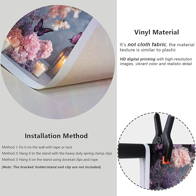 YongFoto Elegant Flower Wall Backdrop 6x4ft Floral Butterfly Candle Photography Background Baby Bridal Shower Wedding Girl Birthday Party Banner Room Decor Portrait Photoshoot Wallpaper Photo Booth
