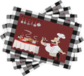 Chef Kitchen Linen Placemats Set of 4 Black White Buffalo Plaid Cooking Theme Placemats for Indoor Outdoor Party Home Desktop Dining Room Decor 12x18 Inch