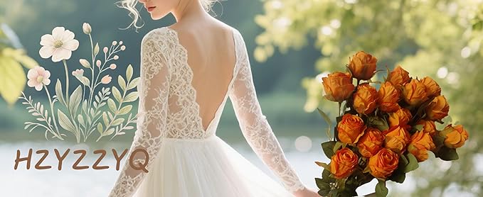 Artificial Roses 50 Pcs - Lifelike Single Stem Fake Roses with Natural Petal Texture,Fade-Resistant Silk Flowers for Wedding Decor,Home Vase Arrangements,Party Centerpieces (50, Orange)