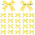 50 Counts Yellow Twist Tie Bows 3.1" Pre-Tied Satin Ribbon Bow Decor Mini Twist Tie Bows for Gift Wrapping Treat Bags Cake Bridal Baby Shower Birthday Party Favors Wedding Decorations