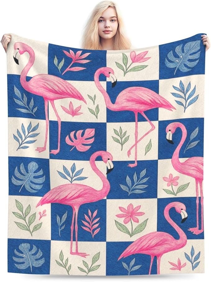 Flamingo Blanket Tropical Flamingo Throw Blanket Soft Cozy Fleece Fuzzy Stuffed Plush Flannel Animal Gifts for Girls Women Boys Kids Adults 40''x50''