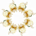 Rose Champagne Wrist Corsages 8 Pcs - Bride Bridesmaid Wrist Corsage Bracelets for Wedding, Prom and Anniversary,Formal Dinner Party & Flower Girl Accessories(C)