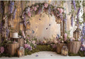 Baocicco Purple Flowers Wall Backdrop 7x5ft Rustic Style Wooden Arch Door Butterfly Background Photography Rural Wedding Baby Shower Birthday Party Banner Supplies Anniversary Decorations Props