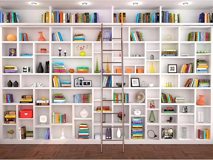 Bookshelf Backdrop Bookcase School Library Photography Background Online Office Conference Background Webcam Zoom Meeting Decoration Backdrop Photo Studio Office Wallpaper Decor 7x5ft