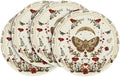Artoid Mode Beige Poppy Moth Moon Round Placemats Set of 4, 14 Inch Floral Spring Round Table Mats for Party Kitchen Dining Decoration