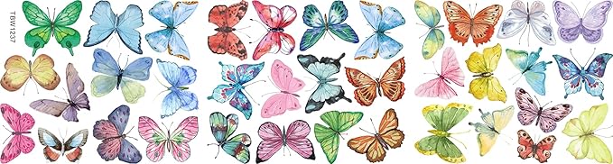 AOWDIAO Watercolor Butterfly Peel and Stick Wall Decals for Girls Bedroom Nursery Room Decor