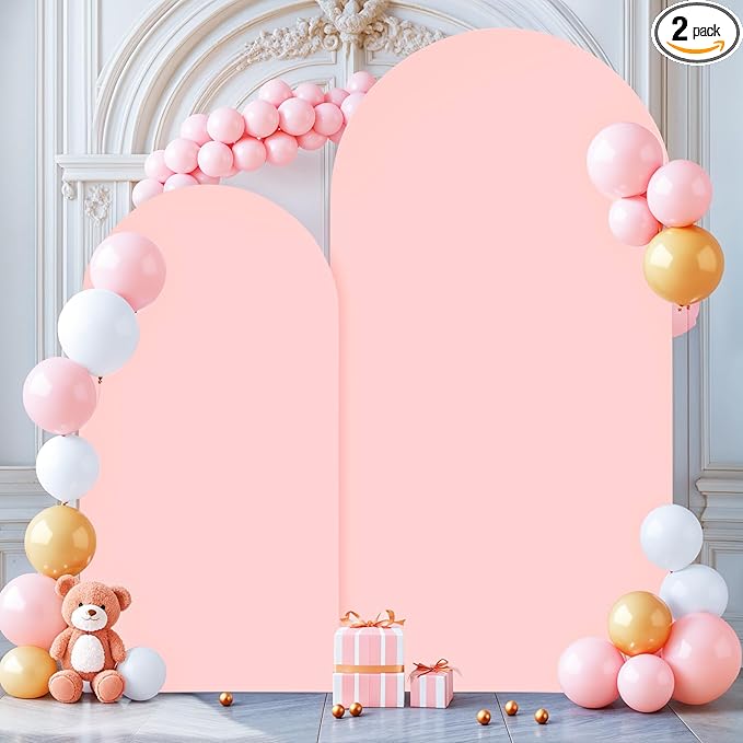 Dusty Rose Arch Backdrop Covers - 7.2FT, 6FT Spandex Fitted Wedding Arch Stand Covers Round Top Chiara Stretchy Arch Backdrop Cover for Wedding Birthday Party Decoration