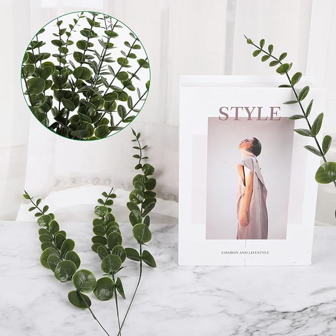 50pcs Eucalyptus Leaf Stem Simulated Green Plants, Wedding Home Office Center Flower Decoration, DIY Vase Flower Arrangement (Eucalyptus Leaf stem)
