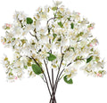 DILATATA Artificial Cherry Blossom Flowers 5 Pcs Silk Cherry Blossom Stems 22 Inch Long Stems Faux Silk Peach Flowers for Tall Vase Spring Decor Wedding Party Home Table Arrangement - White