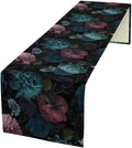 Blue Pink Flowers Table Runner, Boho Rose Flower Blossom Rustic Vintage Garden Peonies Spring Table Runner for Home Kitchen Dining Table Indoor Outdoor Party, 13x70inch