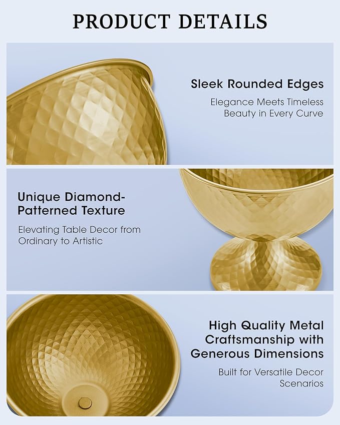 10 Pcs Distressed Gold Metal Compote Bowl Centerpieces for Tables,Urn Vases for Vintage Wedding Centerpieces,Elegant Compote Vases,Pedistal Vase for Christmas Anniversary Party(Gold)