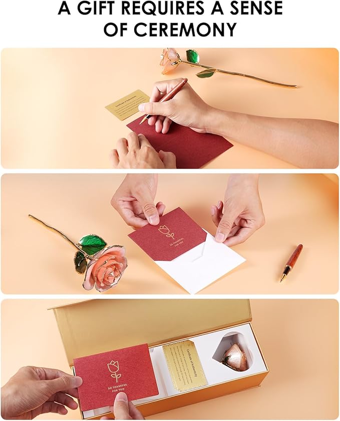 24K Gold Dipped Real Rose – Handpicked Real Rose Preserved in 24K Gold – Sweet, One-of-a-Kind Romantic Gift for Her – Ideal for Birthday, Anniversary, Mother’s Day, Valentine’s Day (Pink)
