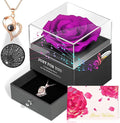 Preserved Rose Gifts for Mom Birthday – Forever Real Rose Music Box for Women – You Are My Sunshine Gifts for Mom Grandma Wife Girlfriend – Eternal Roses Box with I Love You Necklace in 100 Languages