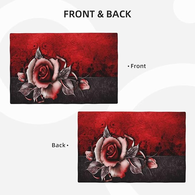 Rose Linen Table Placemats Set of 6 Vintage Flowers Place Mats for Home Party Kitchen Indoor Holiday Rustic Washable Heat Resistant Table Mats 12 x 18 Inch