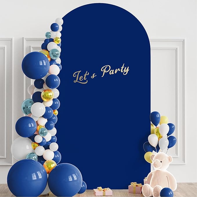 Wokceer 7.2FT Spandex Fitted Wedding Arch Stand Cover Round Top Chiara Arch Backdrop for Birthday Party Ceremony Banquet Decoration Royal Blue